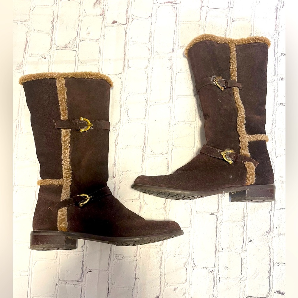 Stuart Weitzman Brown Shearling-Lined Women's Boo… - image 1